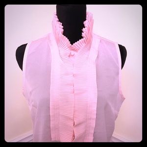 NWT Pink ruffle neck sleeveless blouse Sz M